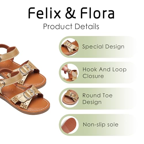 Image of Felix & Flora Toddler Girl Sandals - Flower Girl Dress Shoes Open Toe Little Kid Flats