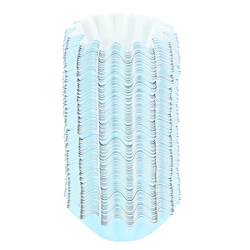 100 pirottini per muffin a forma di fiore, pirottini per cupcake, stampi per dolci, per decorazioni per feste di compleanno, viola, verde, rosa, azzurro, 4,5x3 cm (Blu)