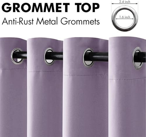 Image of MIULEE Lilac Blackout Bedroom Curtains Drapes 96 Inch Long 52 inchx96 inch | Grommet Top, Room Darkening Window Drapes, Privacy Protection, Thermal Insulated, Heat Blocking, Light Blocking