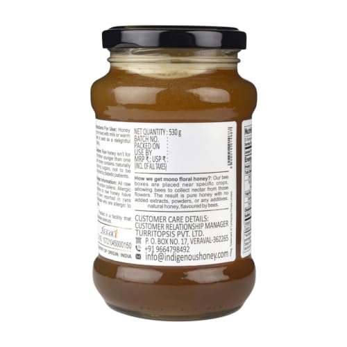 Image of INDIGENOUS HONEY Organic Lychee Honey Raw Natural Pure 17.64 oz Glass Jar