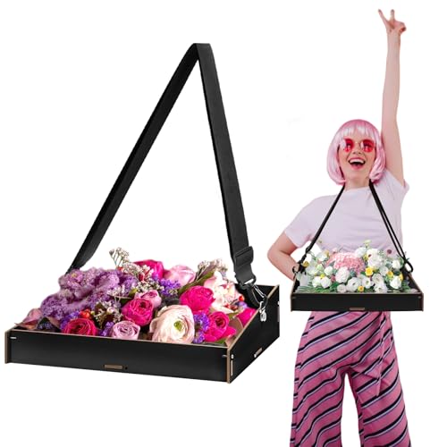 BEIMEIII Bauchladen JGA Schwarz Bauchladen Junggesellinnenabschied Team Bride Deko Bauchladen Braut Holz für Männer Frauen JGA Party Spiele Promotion 40 * 26 * 10.5cm
