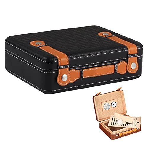 Photo de KELUNIS Étui À Cigares De Voyage Portable (Contient Jusqu'à 25 Cigares), Boîte De Rangement De Cigares Cadeau Anniversaire Et Fête des Pères pour Lui, Papa, Petit Ami, Grand-Père,Noir
