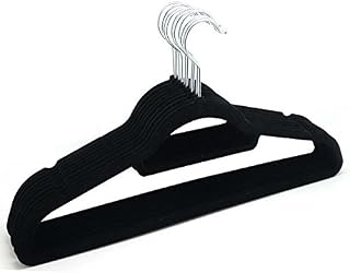 NIGMA® Non-Slip Velvet Adult Clothes Hangers | Slim Flocked Wardrobe Coat Hanger for Clothes, Suit, Trouser, Scarf (Baby Pink, 10 Hangers)
