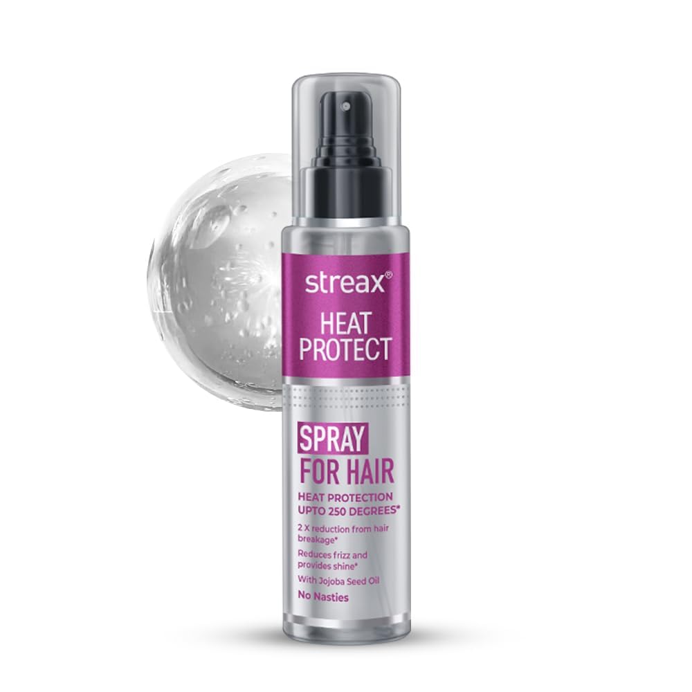 S.t.r.e.a.x Heat Protect Spray for Hair, Protection up to 250 Degrees, with Jojoba Seed Oil| Alcohol Free| Paraben Free| Sulphate Free| Reduces Frizz