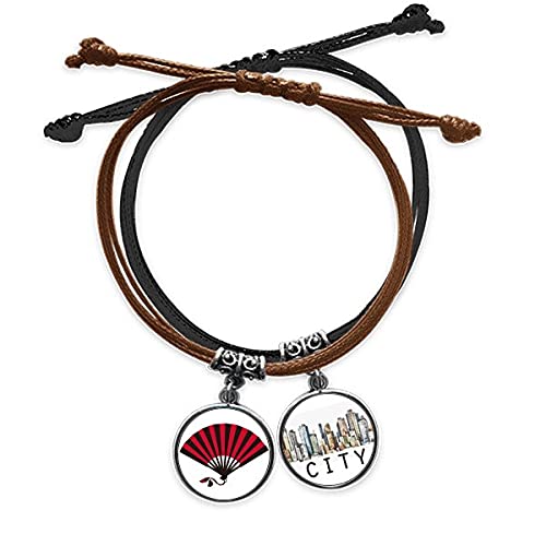 Bracelet de style Japonais Rouge Noir en corde pour look urbain