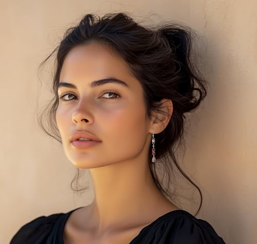 NOVICA Artisan Handcrafted Jade Silver Dangle | Turquoise Dangle | Beaded | Fine Sterling Silver | Multi Gem Earrings For Women2