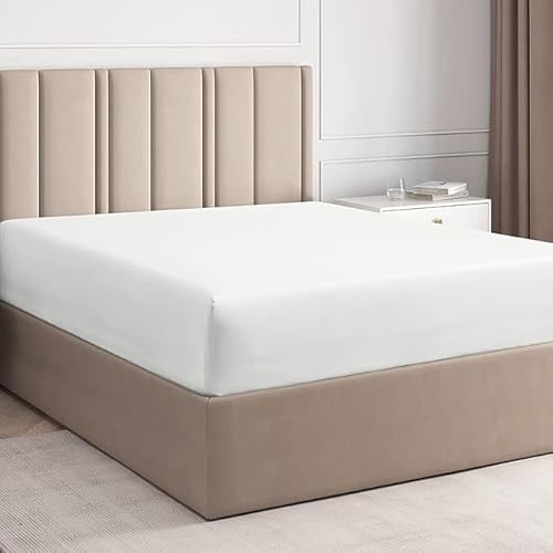 eBeddy Linens Pure Cotton | 1-Piece Fitted Sheet Queen Size | White Solid | Soft