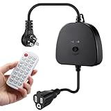 Gulfmew Christmas Light Controller with Remote, Multiple Lighting Effects, Timer, Dusk to Dawn Sensor Control, for Indoor Outdoor Holiday Xmas Lights, Waterproof(1 Channel/16 Functions,Black)