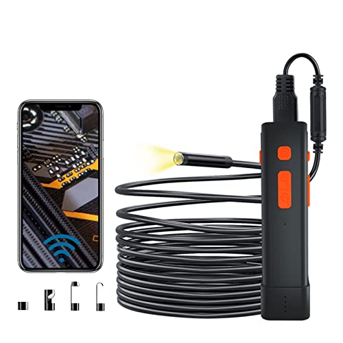 GREADEN Caméra Endoscope 1080P WiFi, Caméras d'Inspection Industriel HD 2 Mégapixels, IP67 Étanche + 4 Luminosité Réglable + Câble Semi-Rigide, Compatible iOS/Android Smartphone Tablette (5m) Cover