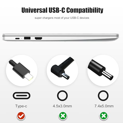 Image of 45W USB Type C Chromebook Charger Compatible with HP Chromebook X360 14 14A G5 11 11A G8 G7 G6 G1 G2 EE 14-CA 11-AE 14-ca061dx 14-ca051wm 14-ca052wm 14-ca091wm 14-ca020nr 14-ca060nr 11-ae051wm | Fit for HP Chromebook 14 14A G5 11 11A G8 G7 G6 G1 G2 EE 14-CA 11-AE 14-ca061dx 14-ca051wm 14-ca052wm 14-ca091wm 14-ca020nr
