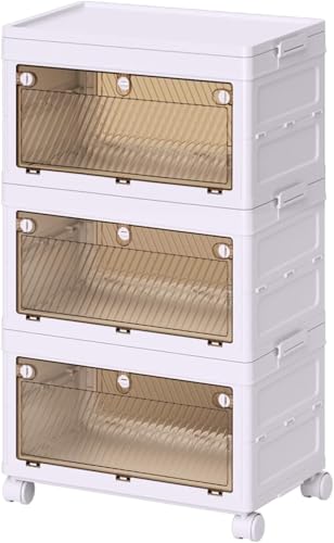 Boîte à chaussures transparente avec couvercle meuble de rangement pliable à roues