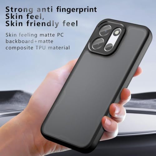 Image of Matte PC+TPU Phone Case for Oneplus Nord 6 5G Air Bags & Camera Protection, Anti-Fingerprint, Never Turns Yellow, Micro Arc Edge, Skin-Friendly Feel, Raised Camera Guard, Black