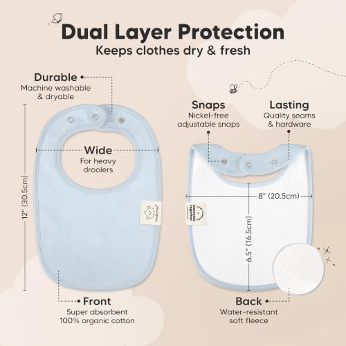 Image of KeaBabies 8-Pack Organic Baby Bibs for Drooling and Teething (Dew) | Soft Cotton Bibs for Baby Girl, Boy, Extra Absorbent, Easy to Clean & Put On, Toddler, Newborn, Infant 0-24 Months