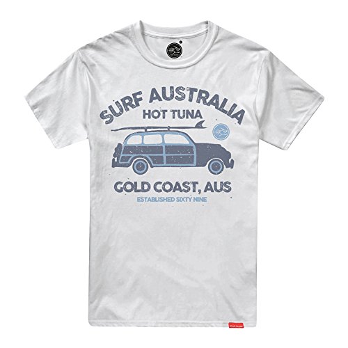 Hot Tuna Woody Surf-Mens T Camiseta, Blanco (White White), Medium para Hombre