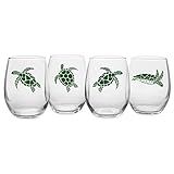 Happy Hour Glassware by Susquehanna Glass Company - Swimming Sea Turtle Assortment, 21 oz. Stemless...