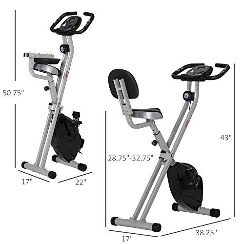 Soozier Foldable Upright Training Exercise Bike Indoor Stationary X Bike with 8 Levels of Magnetic Resistance for Aerobic Exercise, Grey