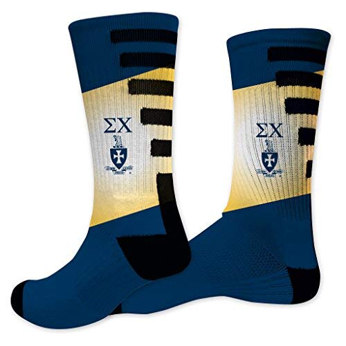 VictoryStore Apparel - Sigma Chi Crest Performance Crew Socks, L