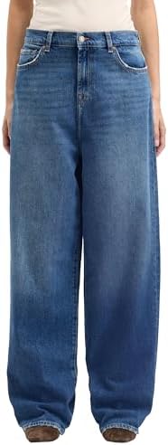 7 For All Mankind Women's Slouchy Wide Explorer Jeans, Mid Blue, 24W