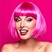 LIULIUBTY Short Bob Hair Wigs Straight with Flat Bangs Synthetic Colorful Cosplay Daily Party Neon Wig for Women + Free Wig Cap 14