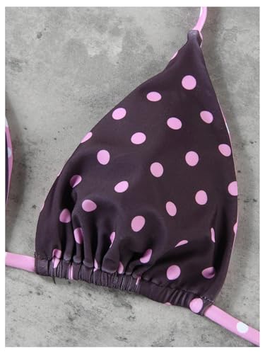WDIRARA Women's Polka Dots 3 Piece Bikini Set Triangle Halter Thong Swimsuit Bathing Suit3