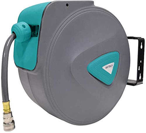 UISEBRT 10m Druckluftschlauch Aufroller Schlauchtrommeln Druckluft Automatik Schlauchaufroller mit Schnellkupplung Wandschlauchhalter Grau