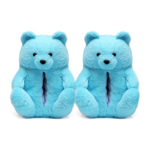 Fuzzy Women's Teddy Bear Slippers, Cozy Women Indoor House Shoes,Fun Costume for Adults,Cute Bedroom Slippers for Women Birthday Valentine's Gift Ideas