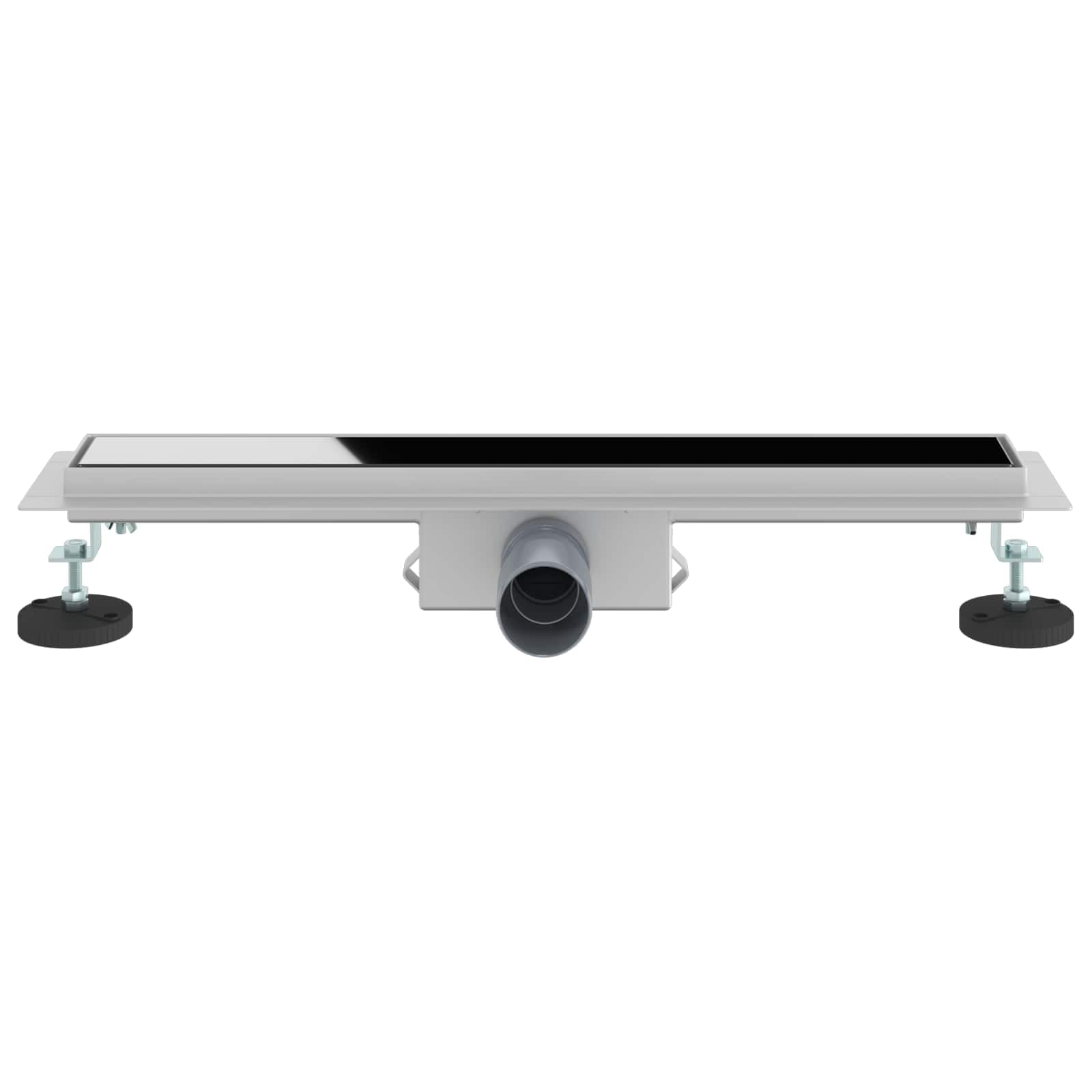 Desagüe de ducha de 60 cm negro con cubierta de cristal – Elegante canaleta de ducha de acero inoxidable para duchas parecidas al suelo – Desagüe de ducha delgado para baño