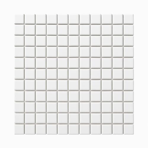 Tenedos 1x1 Square White Porcelain Mosaic Tile for Bathroom Walls, Shower, Pool, Entryway, Floor and Backsplash - Single Full Sheet, Easy Installation (1 Sheet)