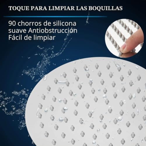 Miniatura 3 de Cabezal De Ducha Lluvia De 20cm, Markcco Cabezal De Ducha Circular De Alta Presión De Acero Inoxidable Ducha Cómoda A Baja Presión De Agua Instalación En Pared O Techo 20cm, Cromo