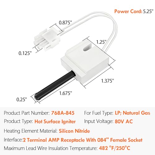 Ignitor de nitruro de silicio 80V para hornos Trane y White-Rodgers 4