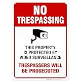 Video Surveillance Sign - No Trespassing Violators Will Be Prosecuted Legend 10 X 14 High Quality Aluminum