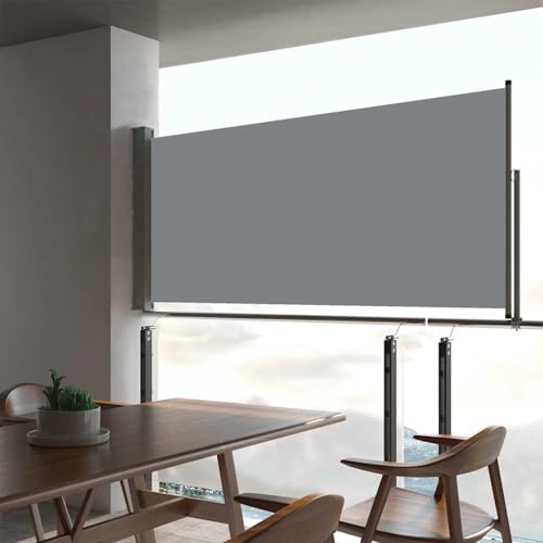 Ausziehbare Seitenmarkise 60×300 cm Grau Gelenkarmmarkise Außenmarkise für Terrasse Eingangsbereich Café