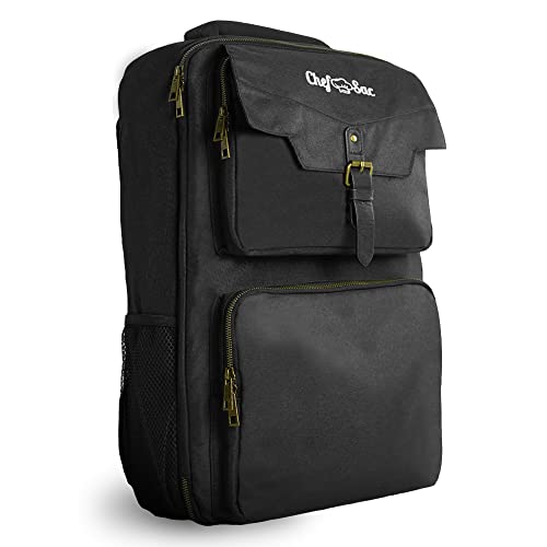 Chef Knife Bag | Traveller Chef Backpack | Water-Resistant Material | 21+ Pockets For Knives & Kitchen Utensils | Dedicated Pocket For Laptop & Notebook | Culinary Gifts For Chefs & Culinary Enthusiasts (Black) #TOP13