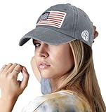 NociHah Women & Men Embroidery American-Flag Baseball Cap - Fashion Washed Cotton Letter USA-Hat for Unisex Grey