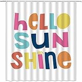 Hello Sunshine Shower Curtain Funny Quotes Colorful English Letter Hello Sunshine Sun Simple Classic