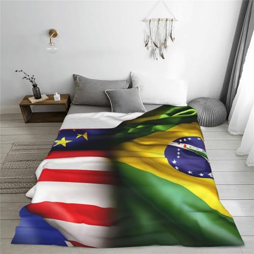 Couverture polaire douce et chaude au design imprimé double drapeau