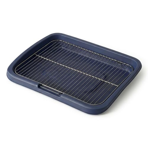 MAK7 ONLINE Dog Potty Training Tray with Durable Iron Mesh Grate Medium - Indoor Pet Toilet for Puppies & Small Dogs - Keeps Paws Dry & Prevents Pad Shredding - Easy Clean Housebreaking Aid UK Blue