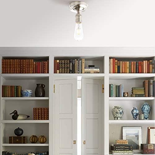 Phansthy Simple Style Industrial Ceiling Light One-Head Pendant Lamp Without Shade Hallway Lighting Kitchen Bedroom Lights Suit for E27 Bulbs (Brushed)