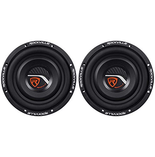Image of Rockville W8T4-S2 8 in 1000W Peak / 250W RMS 2-Ohm Shallow Mount Car Subwoofer, Ultra Slim Truck Box Ready, Deep Bass Low Profile Driver, 2-Piece (2000W Peak / 500W RMS Pair)