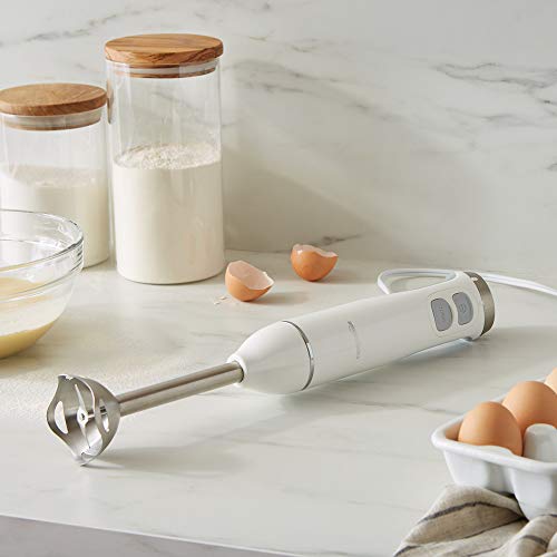 AmazonBasics Multi-Speed Immersion Hand Blender with Attachments, White