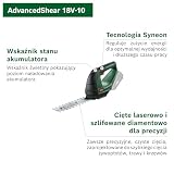 Nożyce do trawy Bosch AdvancedShear 18V-10 (bez akumulatora, system 18 V, ścinają do 85 m² po jednym naładowaniu akumulatora, z ostrzami do trawy i krzewów, w kartonowym opakowaniu)
