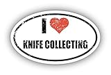 I Love Knife Collecting I Heart Euro Oval Sticker Vinyl 3M Decal 3 in x 5 in