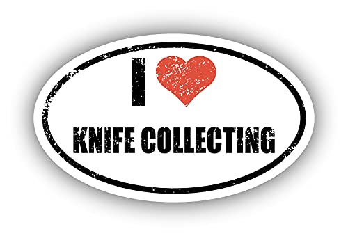 I Love Knife Collecting I Heart Euro Oval Sticker Vinyl 3M Decal 3 in x 5 in