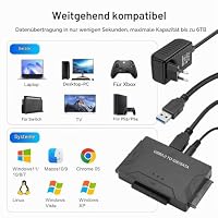 Gbformat 5Gbps USB3.0 zu IDE/SATA Festplatte Adapter Für 2,5/3,5 Zoll IDE SATAHDD FestplatteAdapter Konverter SATA USB Adapter Für Windows 11/10/8/7/XP/Vista Mit SATAKabel,USB-Kabel,12V/2A Netzteil – Ansicht 5