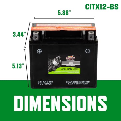 Image of Interstate Batteries YTX12-BS Powersports Battery 12V 10Ah 175CCA AGM