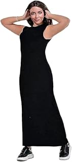 Basic Long Dress - Sleeveless Round-Neck, (93% cotton 7% lycra)