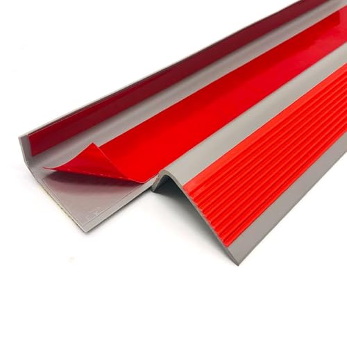 Profilo per Bordi Scale, Profilo per Scale in PVC a Forma di L 50mm x 25mm, Profilo Angolare per Gradino per Piastrelle, Legno, Scale in Marmo(Rouge)