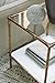 Signature Design by Ashley Ryandale Square Accent Table for Living Room, Sand‑Casted Aluminum Frame With Brass Finish, Glass Top and White Marble Shelf, 21
