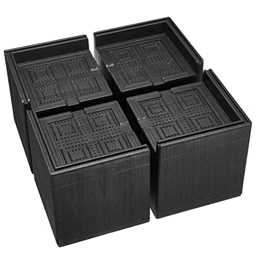 MixDora Betterhöhungen L-Form Möbelerhöhungen Heavy Duty Stuhlerhöhungen Heber für Sofas Couches Schreibtische Tische 4er Set (7,6 cm-quadratisch) Cover