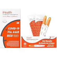 iHealth At-Home Test Bundle, Pregnancy Test 2-Pack 10mIU/mL Early Detection + COVID-19 Antigen Rapid Self-Test 2 Tests, FDA Authorized OTC, 15-Minute Results, Non-Invasive Nasal Swab